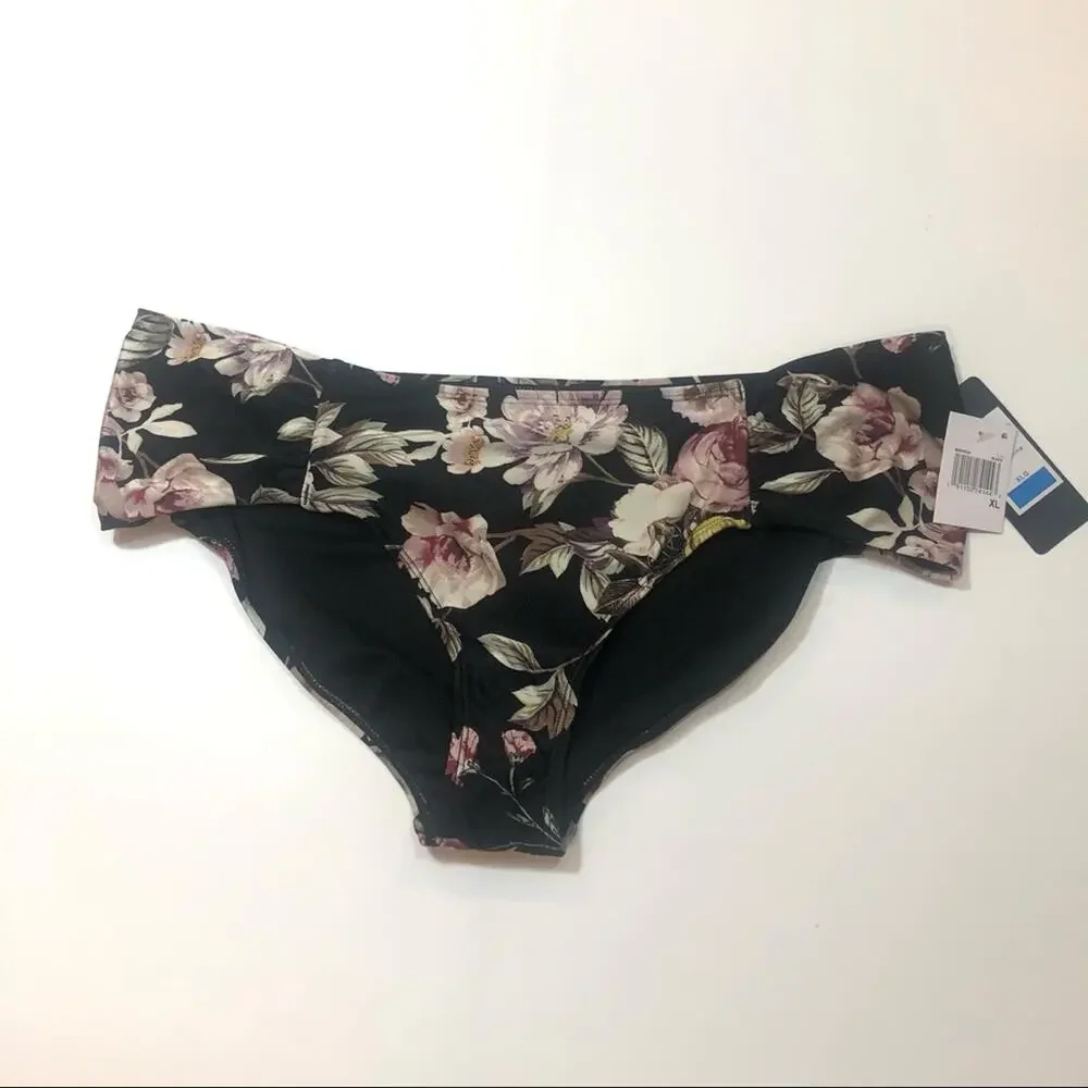 Rachel Roy Ruched Side floral swim bikini bottom